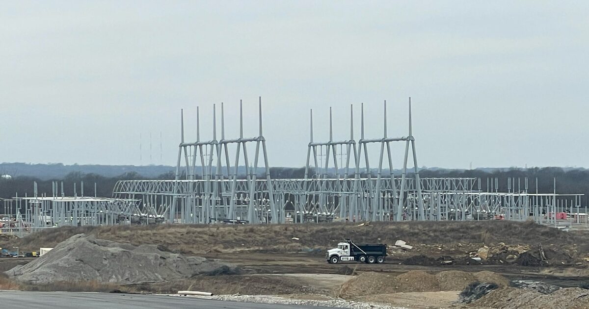 Electrical substation infrastructure under construction in Oklahoma